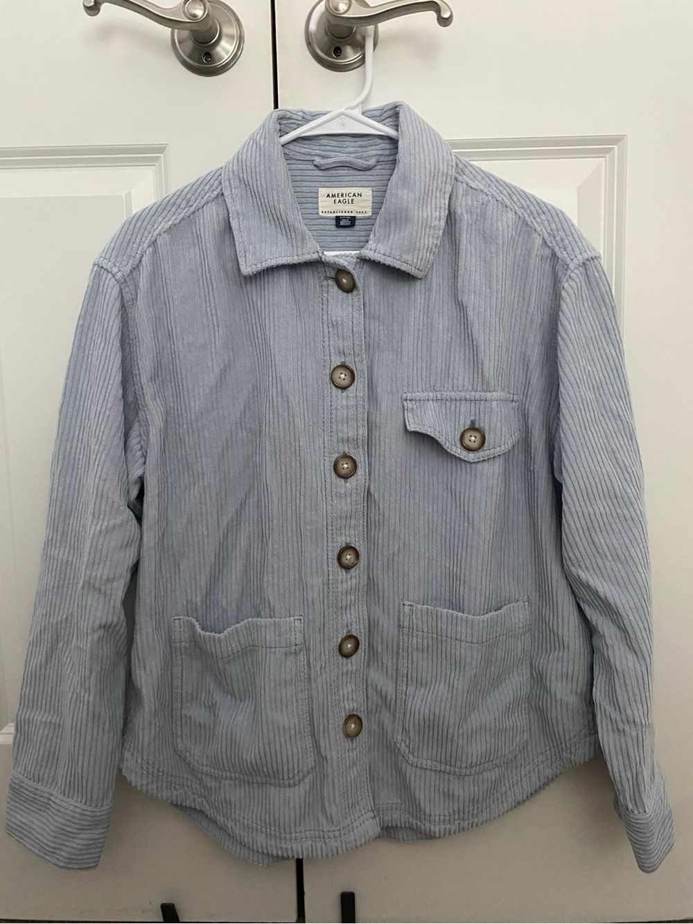 American Eagle Corduroy Shacket Shirt Jacket Light Blue Women’s Small